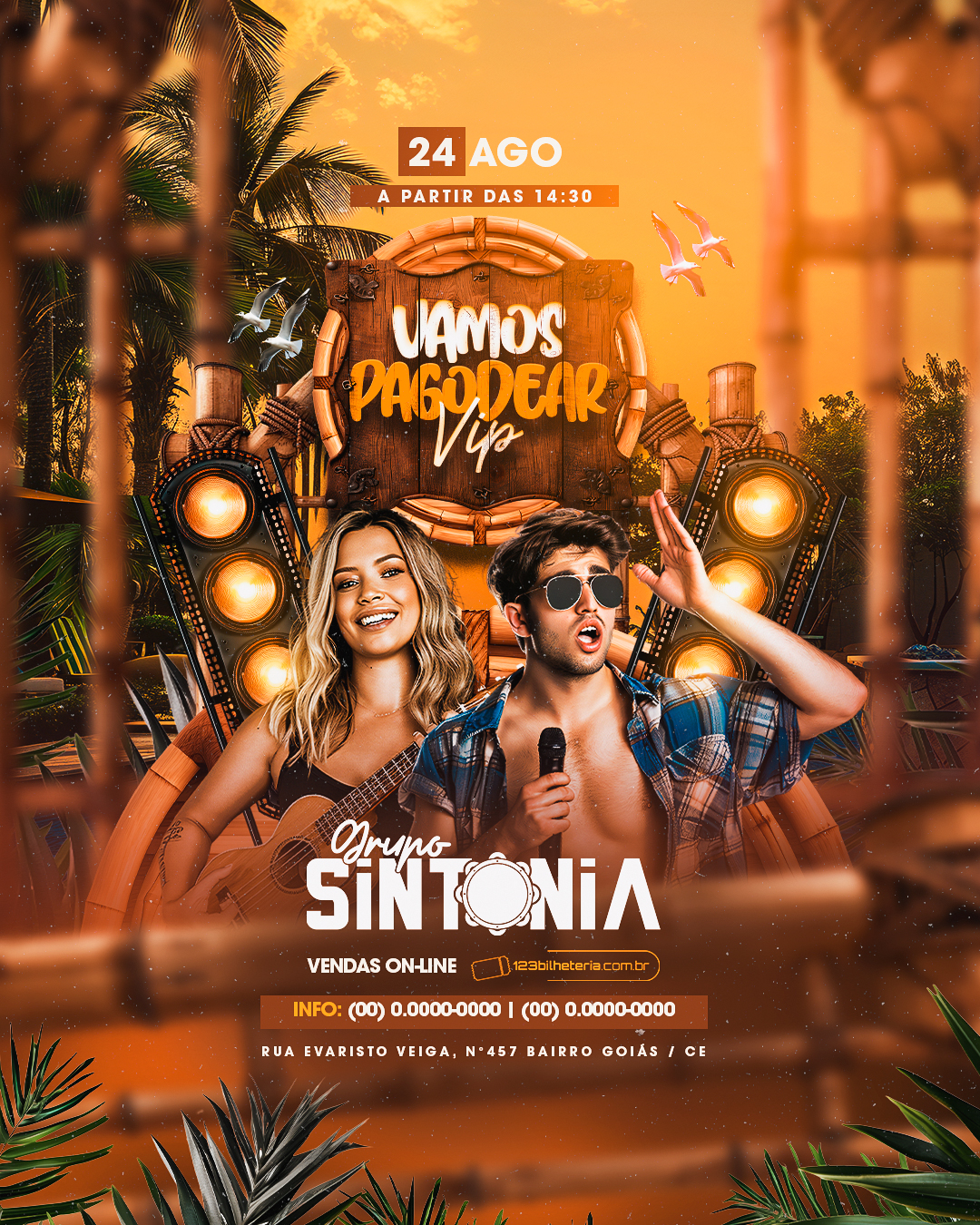 Flyer Vamos Pagodear Vip Grupo Sintonia Social Media PSD Editável