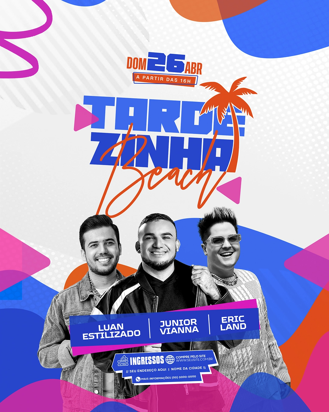 Flyer evento festival de música da praia de tardezinha PSD